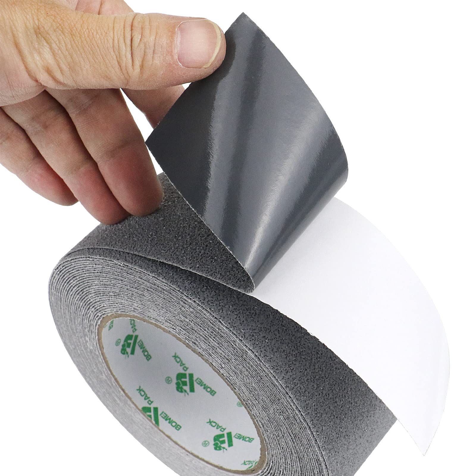 BOMEI PACK Gris Cinta adhesiva antideslizante, 2 Rollos 50mmx10m cinta adhesiva antideslizante, fuerte seguridad adhesiva para uso en interiores y exteriores