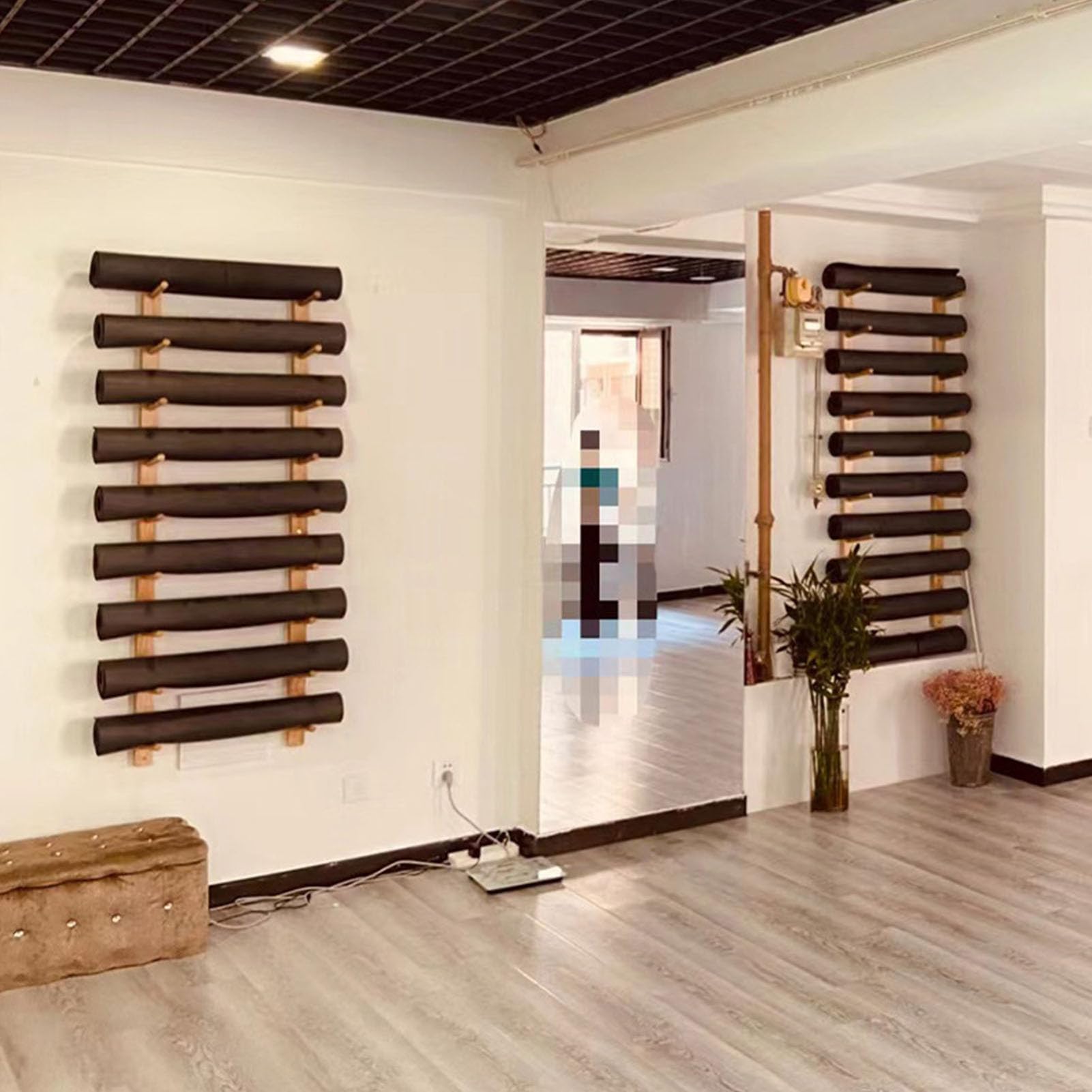 Soporte Esterilla Yoga Soporte de Yoga Montado en La Pared Multicapa, Estante De Almacenamiento para Esterilla De Yoga, Estante Organizador Rodillos Espuma