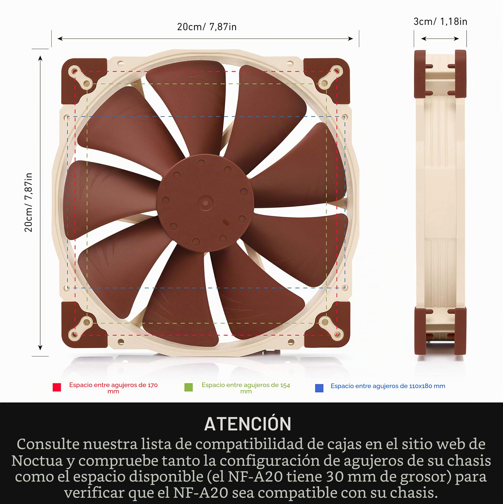 Noctua NF-A20 PWM, Ventilador Silencioso, 4 Pines (200x30 mm, Marrón)