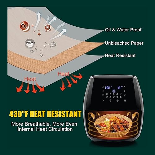 Miniatura 7 de Everdew Air Fryer Disposable Paper Liners, 100PCS Non-Stick Air Fryer Parchment Liner (9"Round)