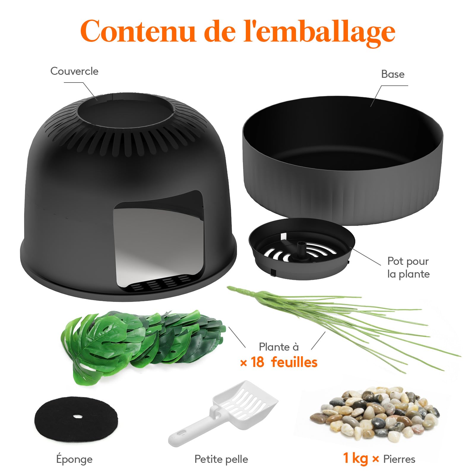 Lifewit Bac Litiere pour Chat avec Désodorisant et Filtre, Maisons de Toilette Chats pour Salon, Chambre à Coucher, Coins, Litiere Chat Fermé avec Fausse Plante, Pelle, 48 x 120 cm, Noir