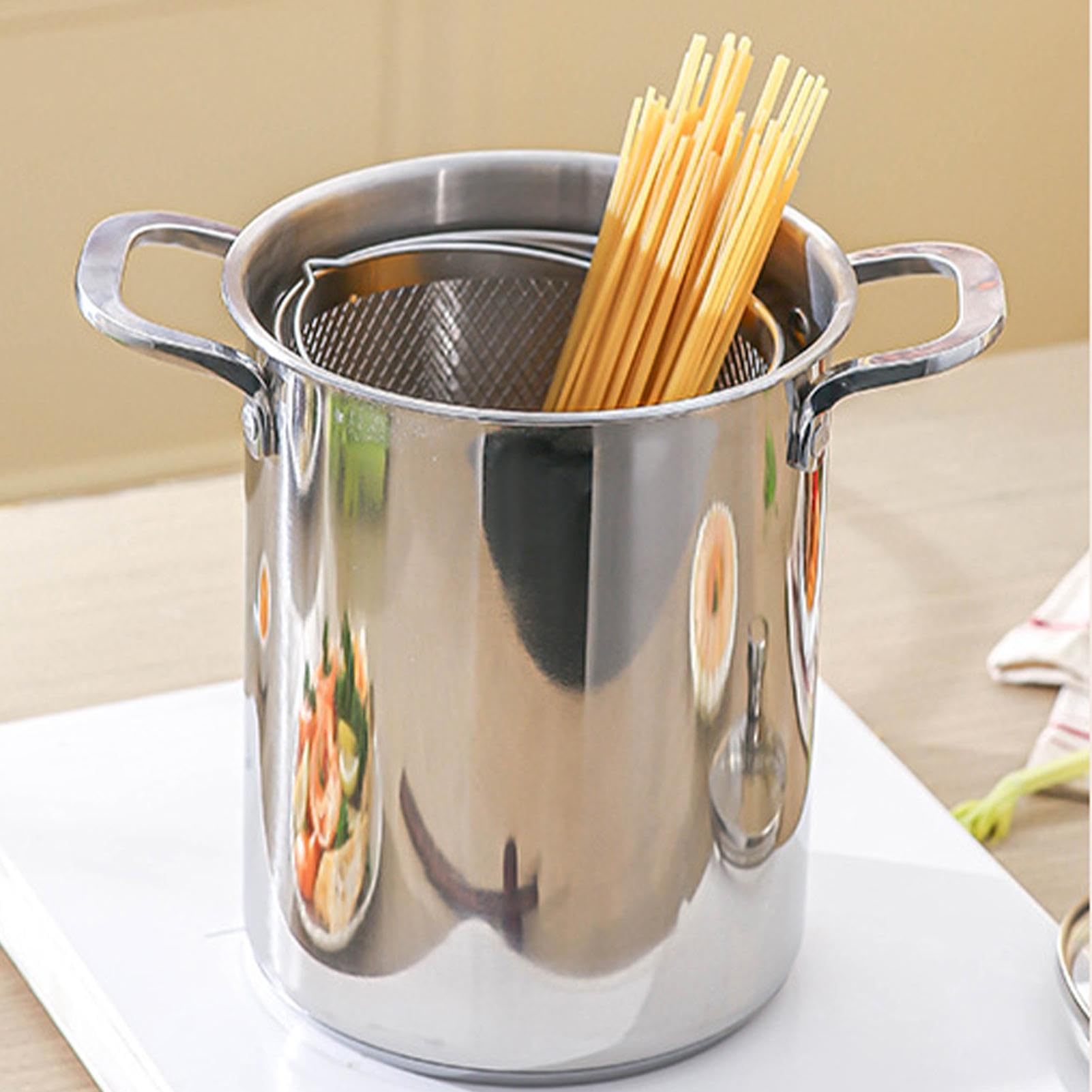 Pasta in acciaio inossidabile - Pasta con colino | Utensili da cucina 4L, Stock ot con colino | Per cuochi - Preparazione pasto feste riunioni eventi vacanze formali A