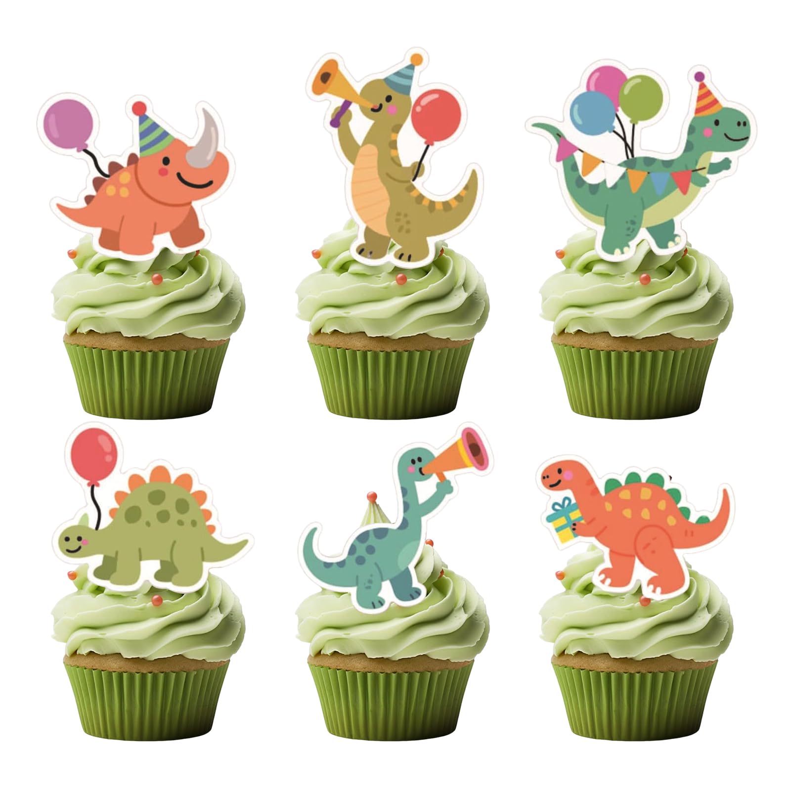 Dino Geburtstag Deko Set – 48-teiliges Kuchen-Deko-Set Mit Cupcake Wrappern Und Cake Toppern – Perfekt Für Dinosaurier-Partys Von Kindern