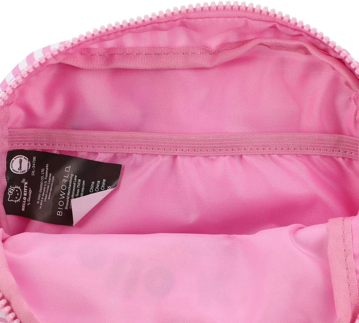 Hello Kitty Character Face 7.75" Pink & White Striped Fanny Pack Sling Bag