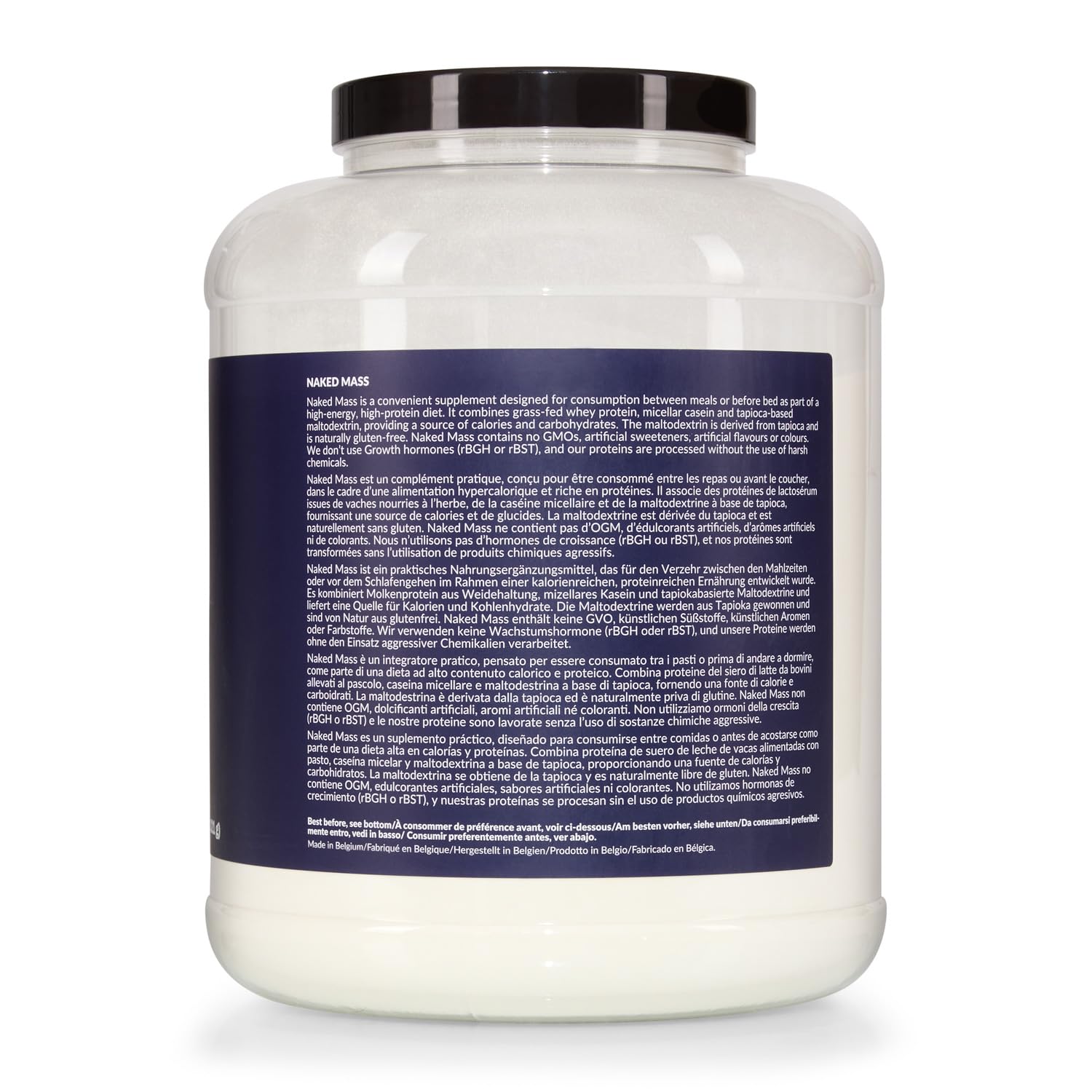NAKED Mass - Gainer Naturale in Polvere Senza Aroma per Aumento di Massa e Peso - 3531 g - Senza OGM, Glutine e Soia. Nessun Ingrediente Artificiale - 1.216 Calorie per Porzione
