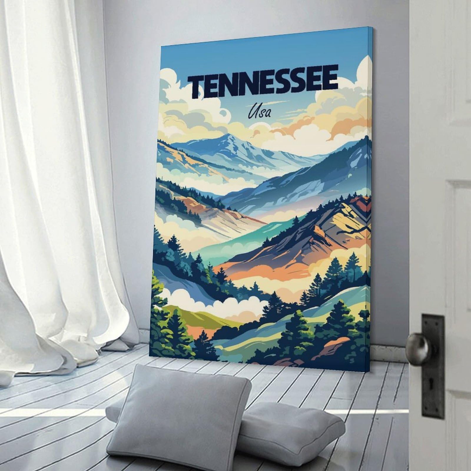 Junmoney Tennessee USA Landscape Wall Art Print 24x36inch(60x90cm), for Hallway, Entryway Or Landing, Wall Decor to Refresh Empty Corners, for Cosy Room Updates