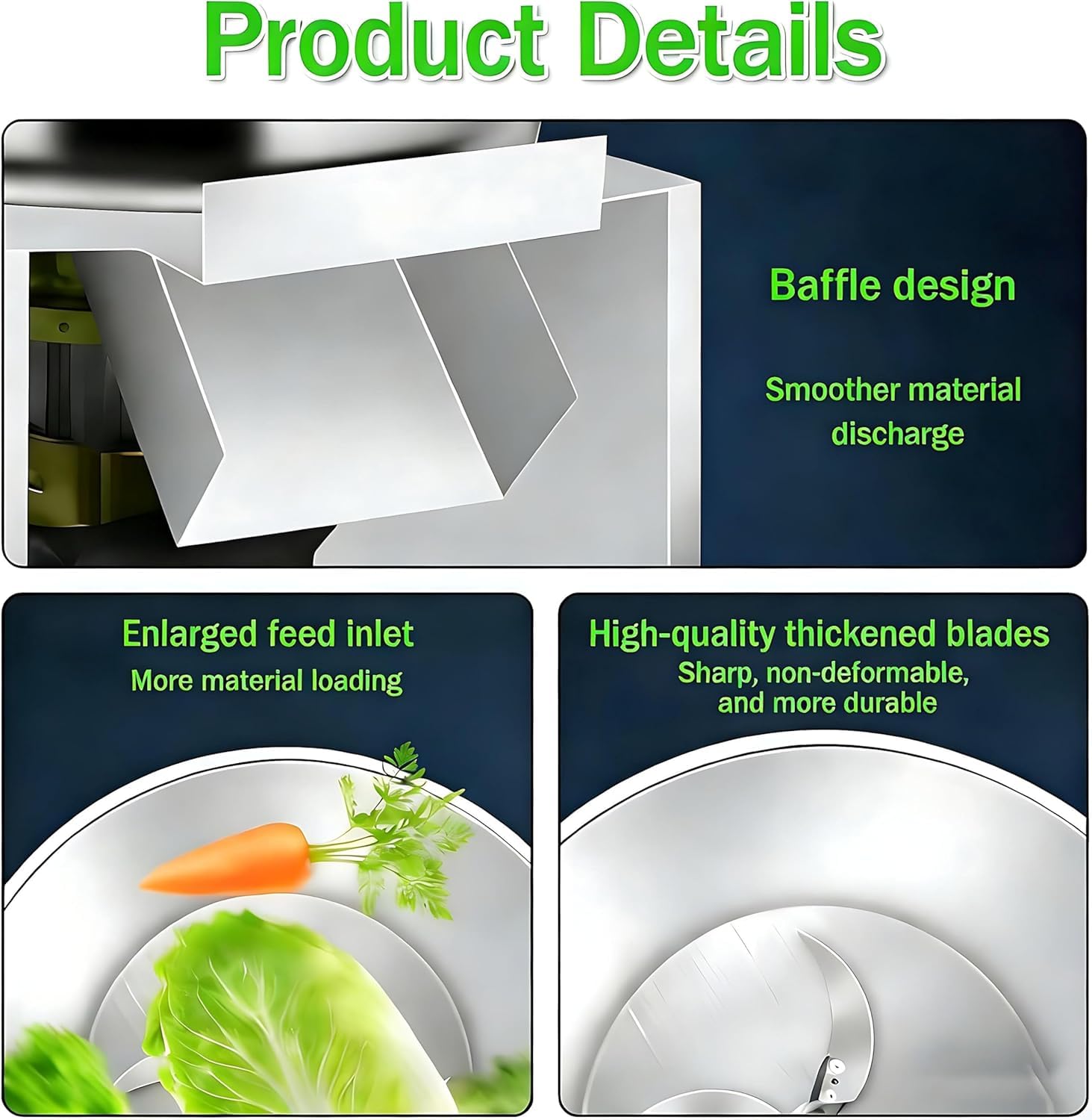 Procesador De Alimentos Comercial De 1800 W: Picadora Eléctrica De Verduras con Gran Entrada De Alimentación, 120 Kg/h, 3500 RPM, Acero Inoxidable Reforzado para Un Procesamiento Eficiente