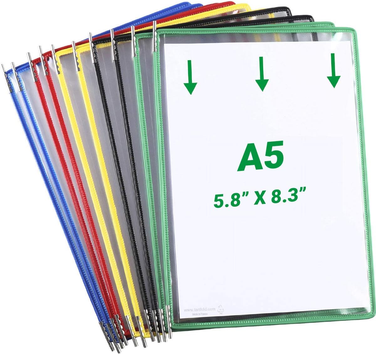 TARIFOLD Pivoting Pockets for Jr. Legal Size Paper, 5" x 8", Assorted Colors, 10/Pack (P090A5)