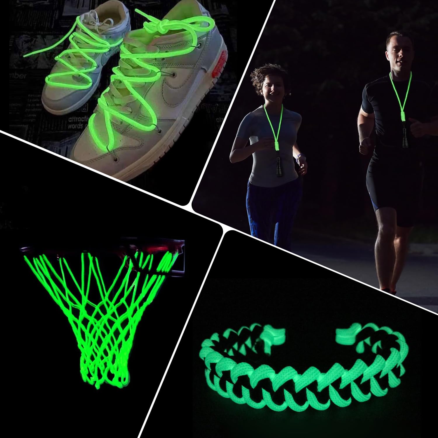 Brotree Cuerda Fluorescente Luminosa Paracord 4mm 15m Cuerda Brilla en Oscuridad 9 Hebras para Tienda, Bricolaje, Artesanía, Camping