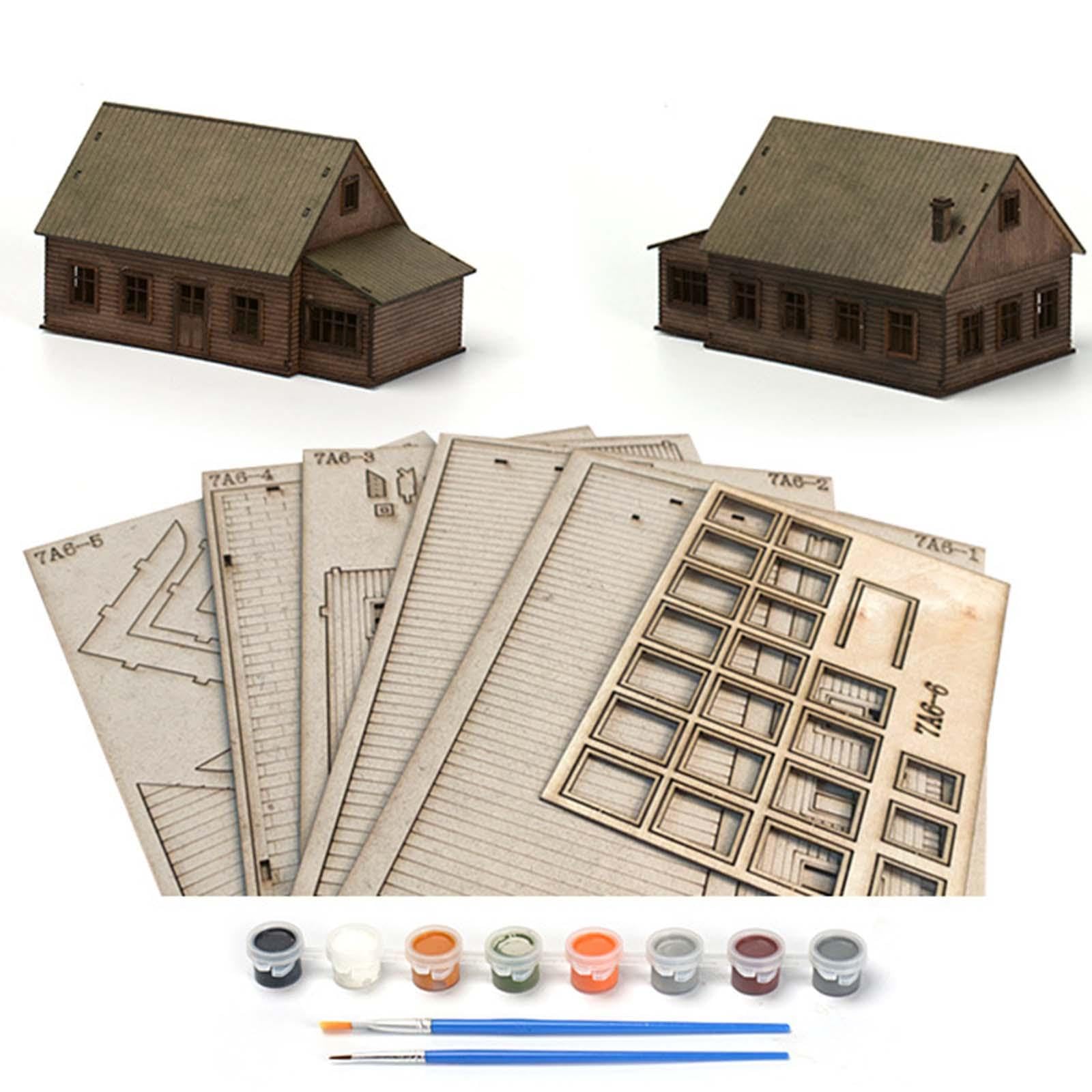 Harilla 1/72 Miniature Maison En Scène En Bois Puzzle Jouets DIY Artisanat Maison Paysage Matériaux de Construction pour Micro Paysage Scène, Style f