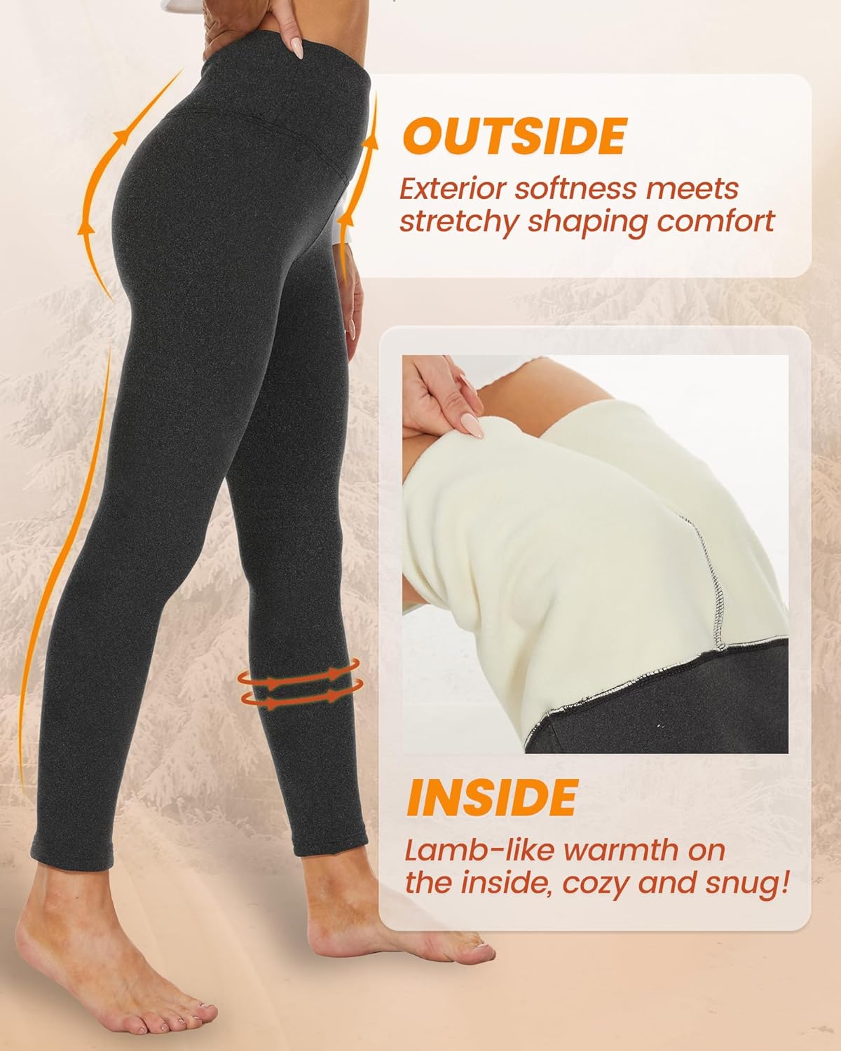NexiEpoch Fleece Lined Leggings Women - Thermal Thick Winter Warm High Waisted Tummy Control Soft Pants for Snow Cold - Image 4