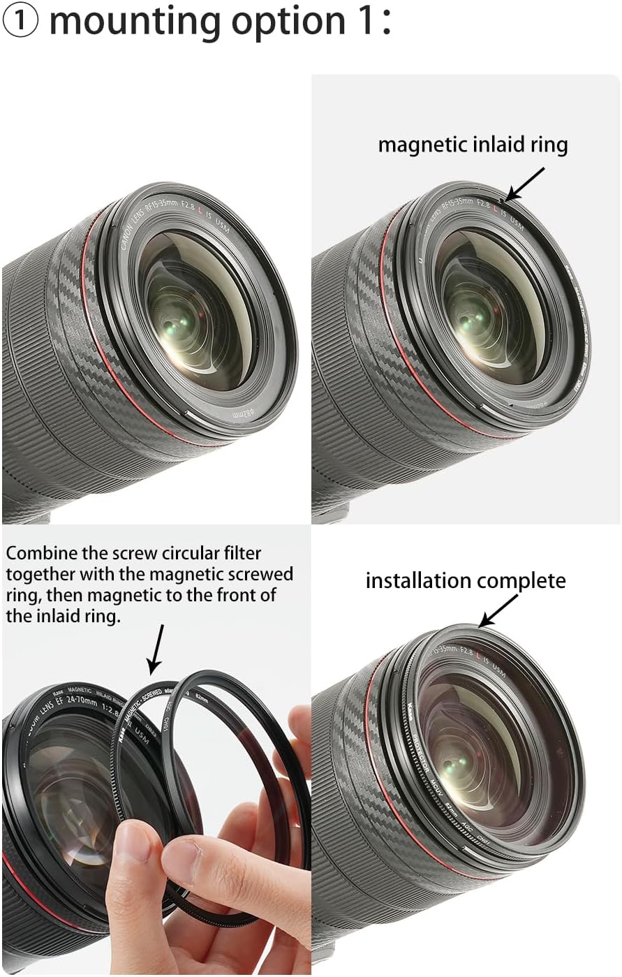 Kase 77mm IDIY Inlaid Adapter Kit Converts Conventional Screw-in Filter to Magnetic