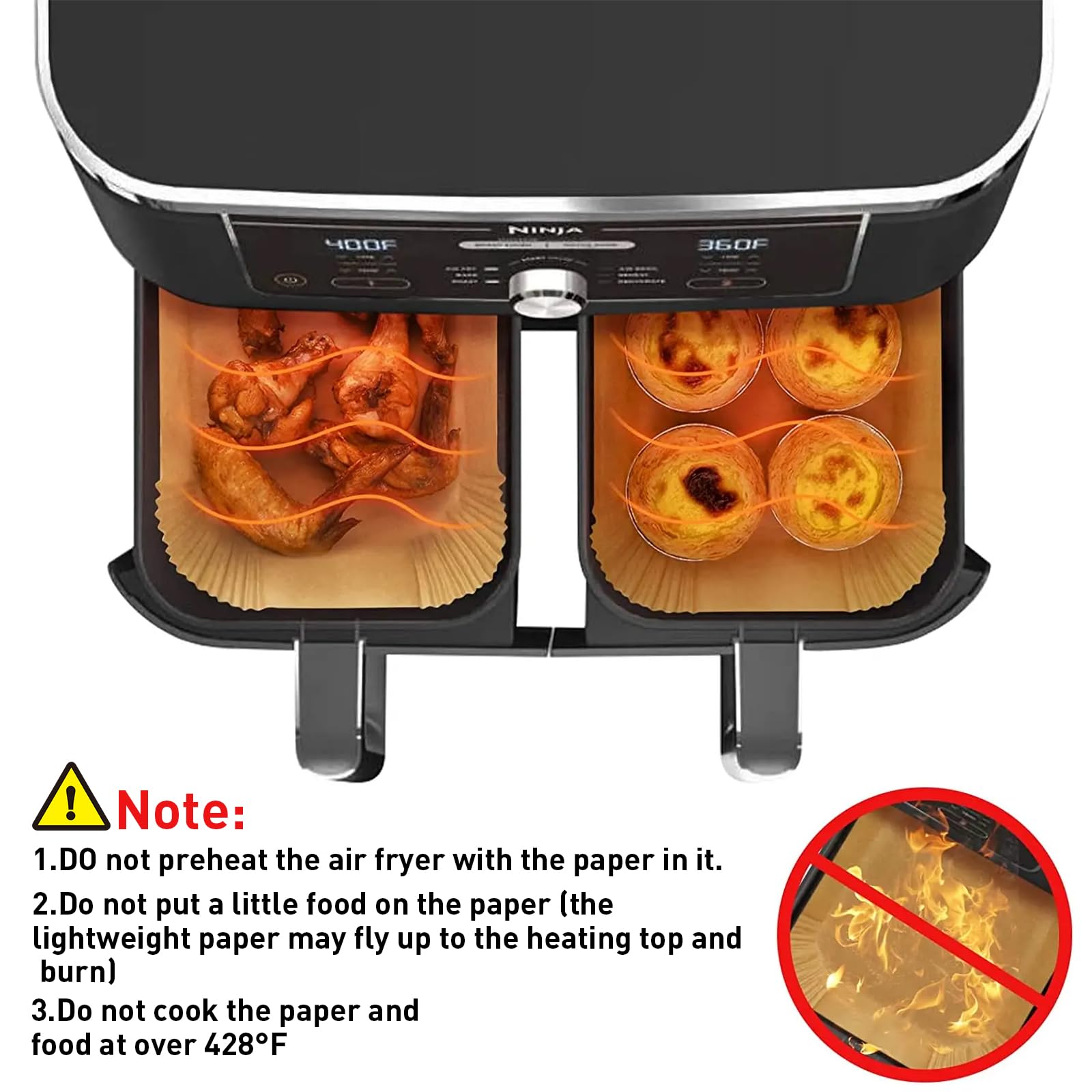 150 Pieces De Papier Sulfurisé Pour Friteuse à Air - Rectangulaires