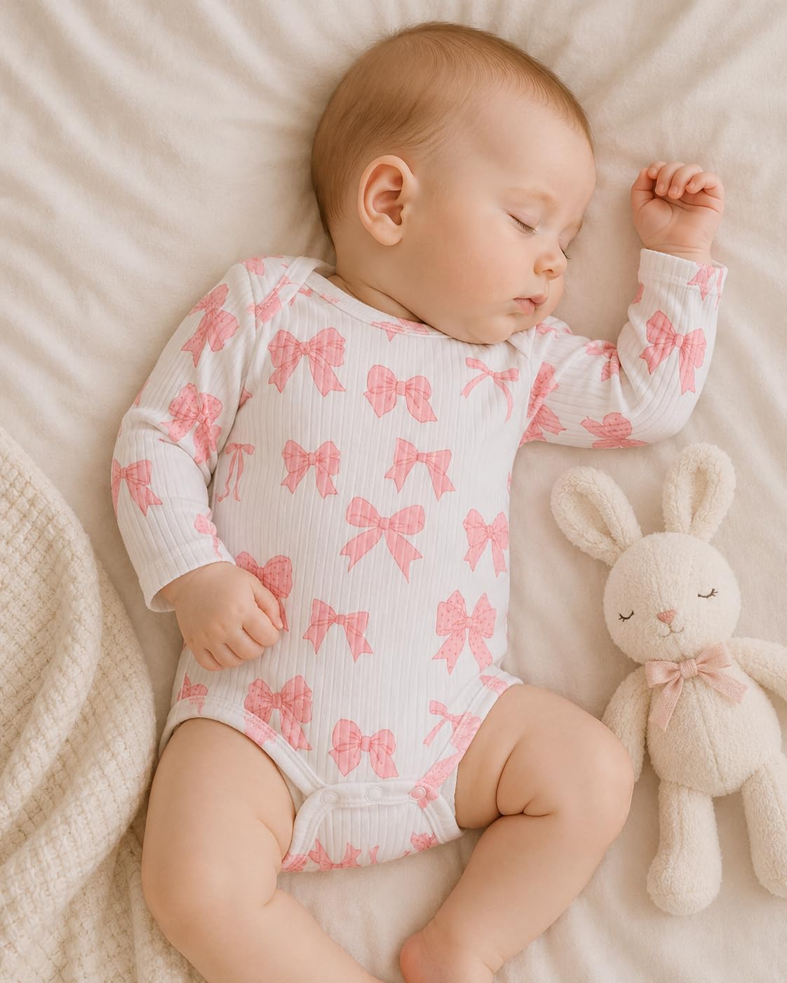Renotemy Baby Girl Clothes 2 Pack Long Sleeve Bodysuit Set Preemie Newborn Infant Romper Fall Winter Outfit Gifts