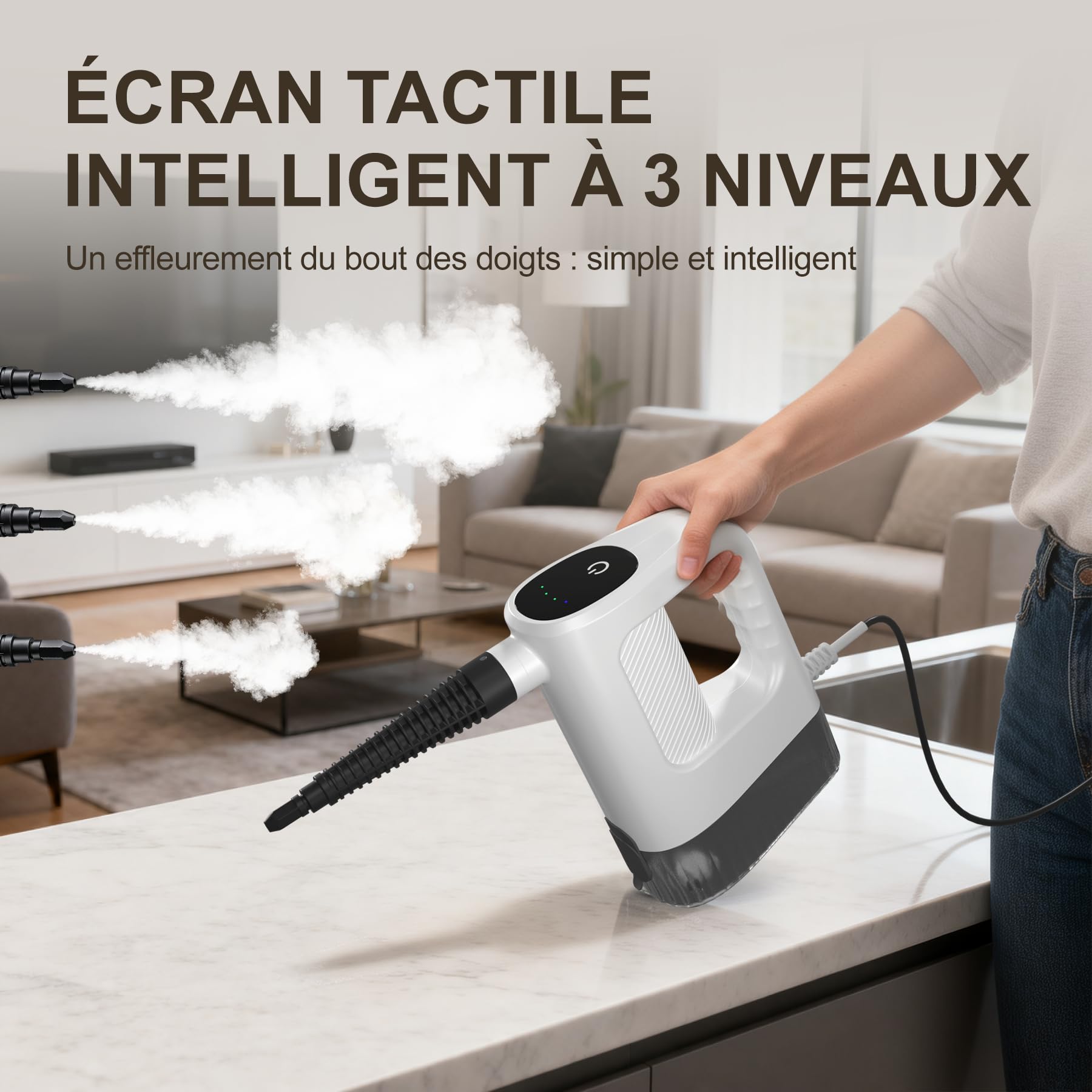Nettoyeur Vapeur 1200W, 3 Niveaux, 14 Accessoires