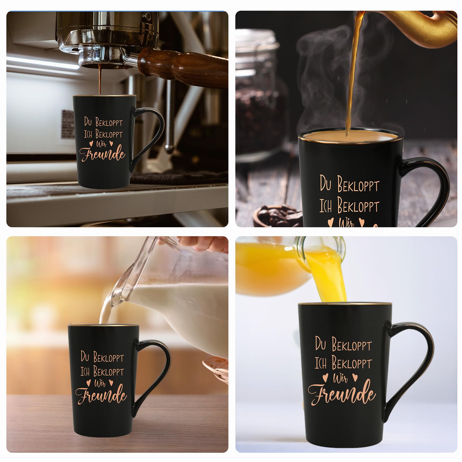 Diztoud Gift for Boyfriend Christmas Gifts for Friends Girlfriend, Colleague Mug with Saying Du Ich Bekloppt Wir Freunde - Image 3