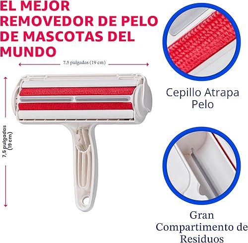 Miniatura 8 de ChomChom Roller removedor de pelo de mascotas – Tamaño original, rodillo de pelusa reutilizable para pelo de gato y perro en muebles, sofá