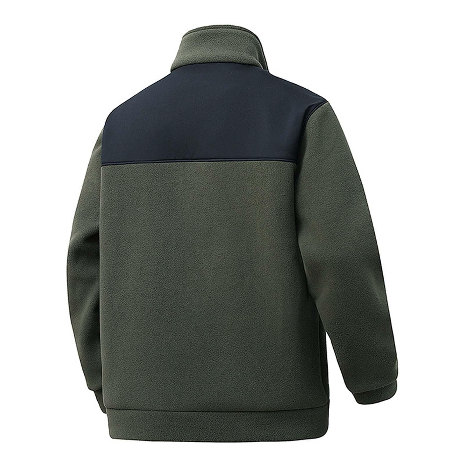 Polaire Homme sans Capuche Fleece Jacket Zippées Sweatshirt avec Poches Gilet Doublure Veste D'extérieur Doublé d'hiver De Randonnée