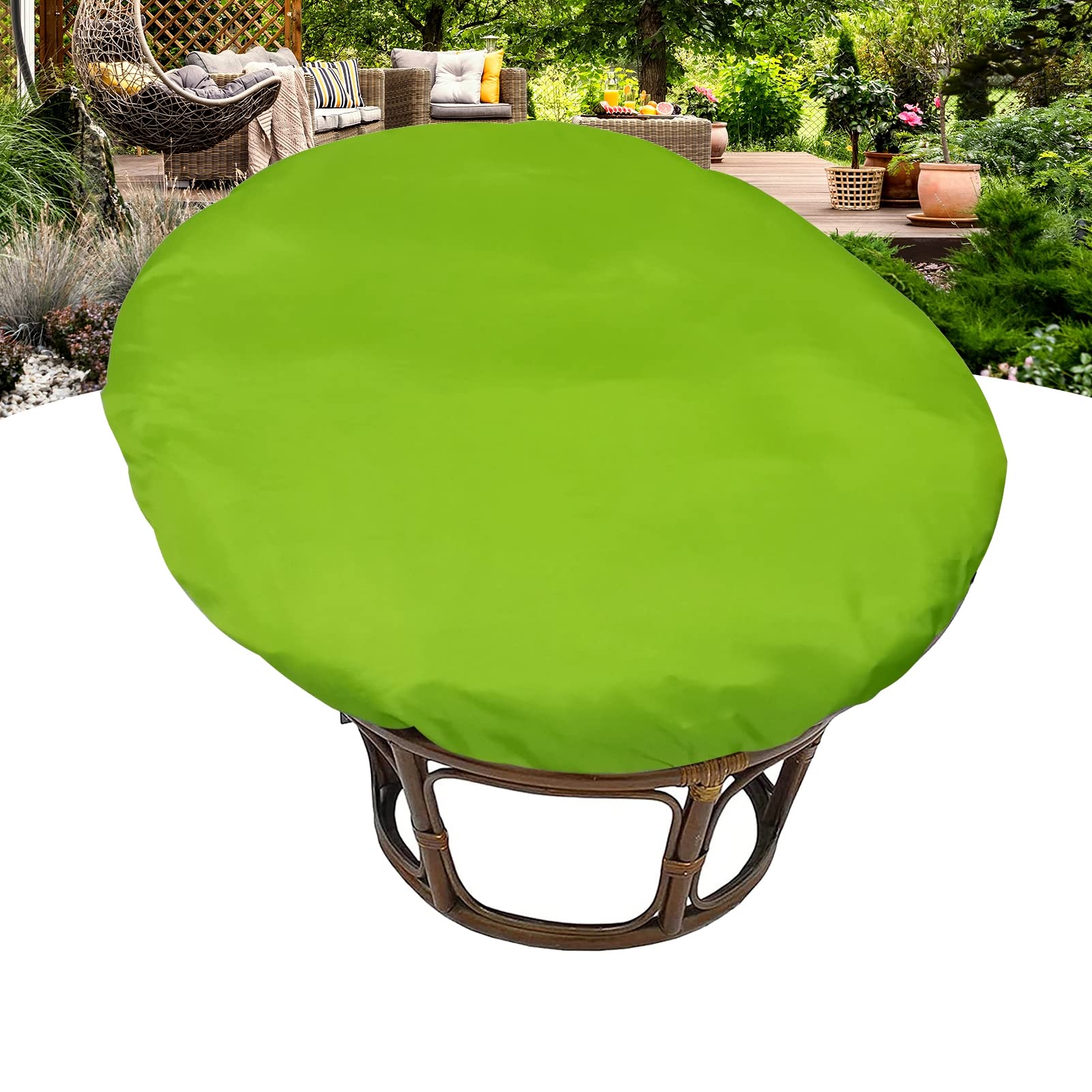 TDHLW Papasan Chair Cushion Cover Only,Outdoor Indoor Cushion Waterproof Slipcover with Fixed Strap for Papasan Cushion Only, for Papasan Wicker Egg Chair,green,71 * 71in
