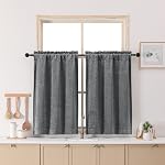 Chyhomenyc Chenille Black Kitchen Curtains 24 Inch Length, Light Filtering Luxury Short Cafe Curtains, Velvet Rod Pocket Half Window Curtain for Bathroom Basement RV Camper, 30Wx24L Inch, 2PCS
