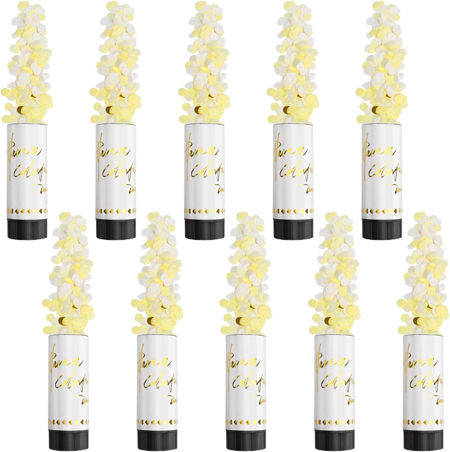 Relaxdays Party Popper 12er Set - Konfettikanonen 6-8m Effekthöhe Gold