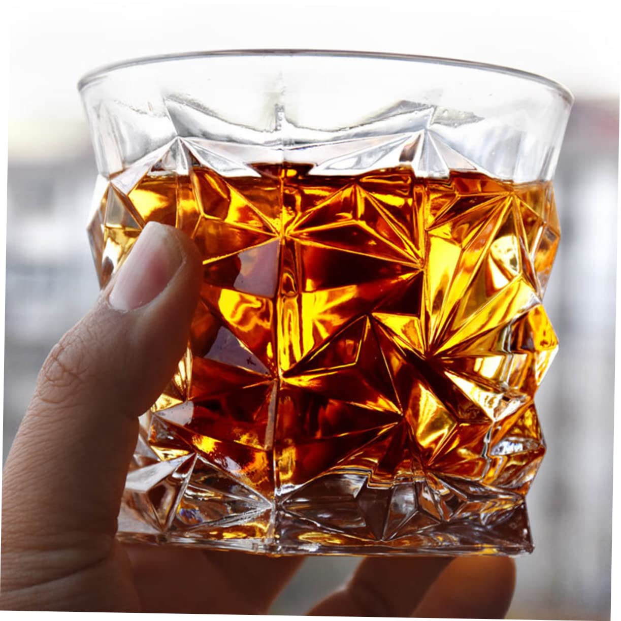 Cabilock 3 Sätze Whiskyglas Aus Bleifreiem Kristallglas Kreatives Diamantgeschliffenes Design Hochwertige Bierkrüge Für Restaurantdekoration Transparent Drinnen Und Draußen 2 Stück * 3