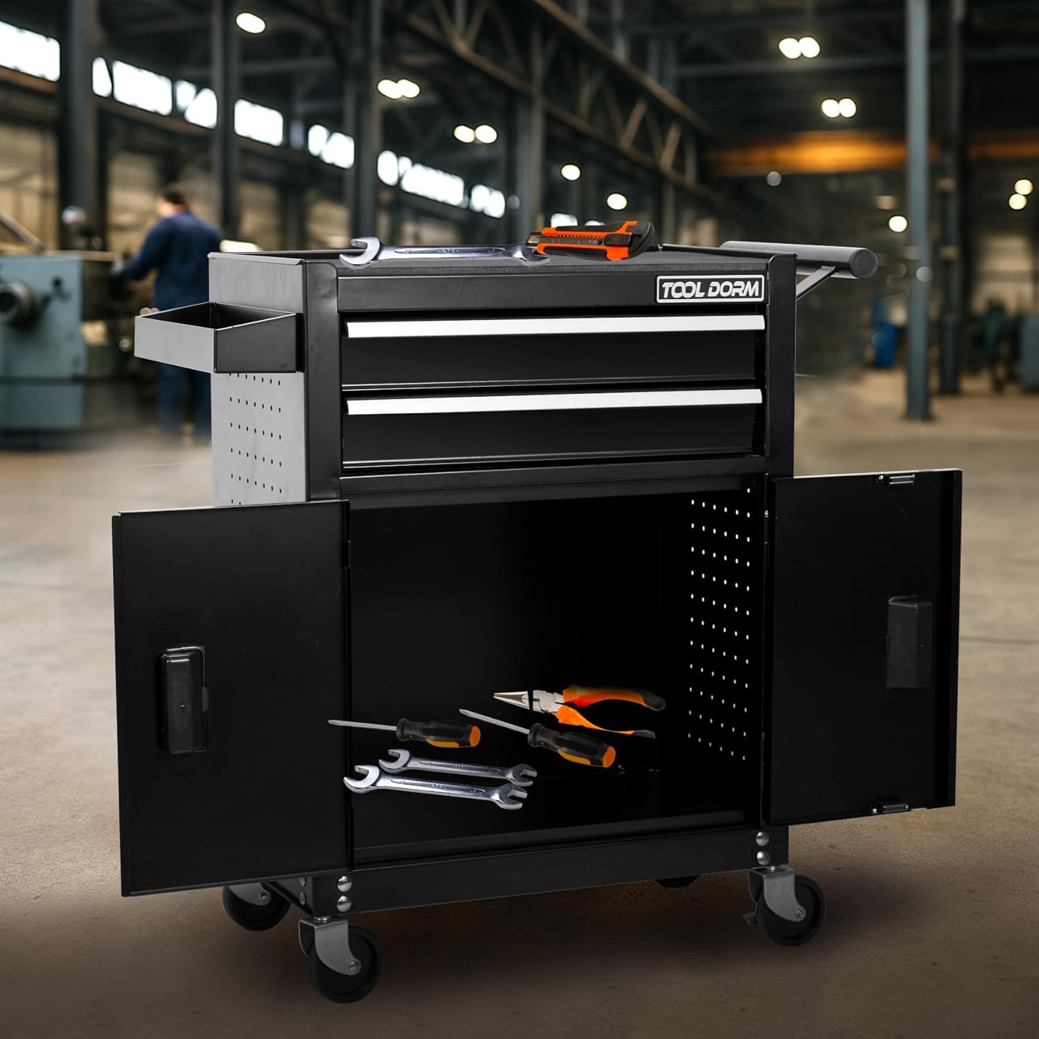 Tool Box Organizer, 21inch Rolling Tool Chest with Wheels, Lockable Rolling Tool Cabinets, Tool Cart with Drawers for Workbench, Craftsman, Mechanic, Garage, Workshop(Black, 2 Drawer)