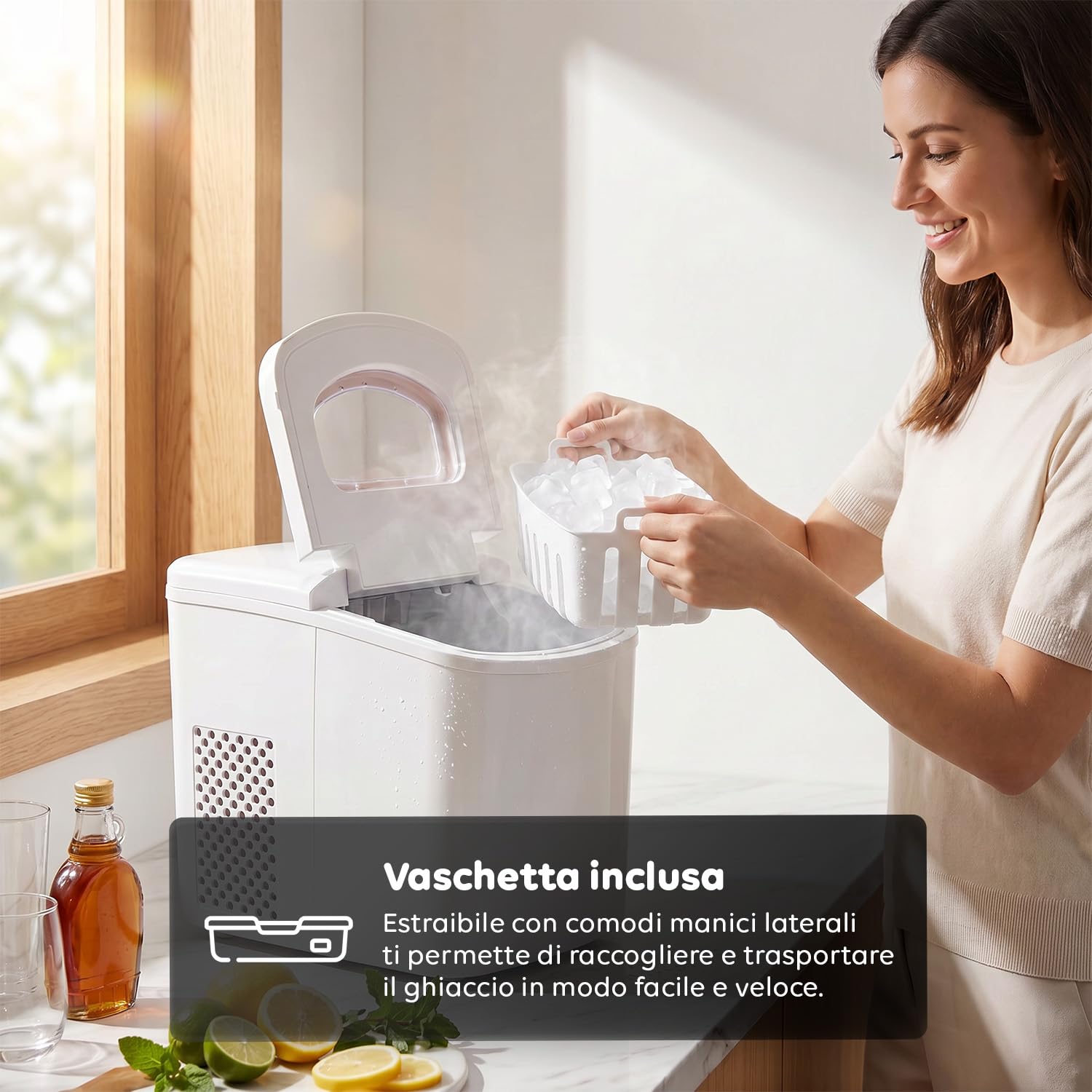 Avilia - Macchina Ghiaccio 10Kg/24h 150W, serbatoio 1,7L per Bevande e Cocktail, Uso Domestico e Professionale, Rapida Produzione 9 cubetti in 10 Minuti, Bassa Rumorosità