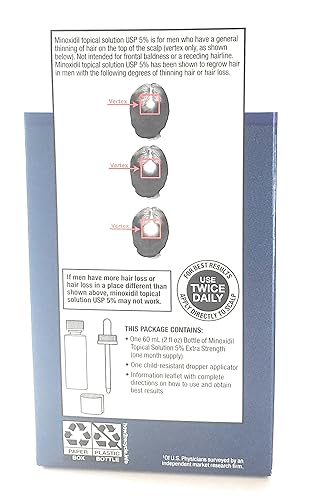 Miniatura 4 de Equate - Tratamiento para el crecimiento del cabello para hombres, solución tópica al 5% de minoxidil, extra fuerte, sin perfume, 2 onzas líquidas,