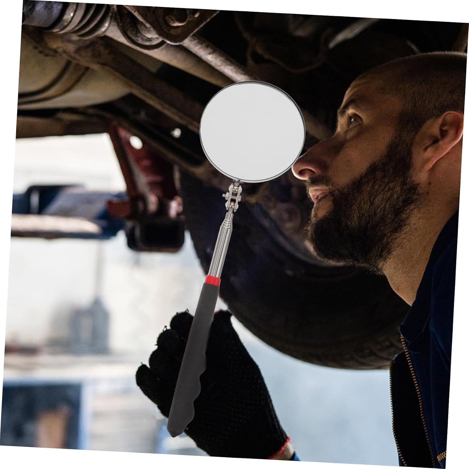 Telescoping Inspection Mirror Mechanic Tool with Lens Flexible Long Handle for Vehicle and Automotive Repair Essential for Detailed Inspections and DIY