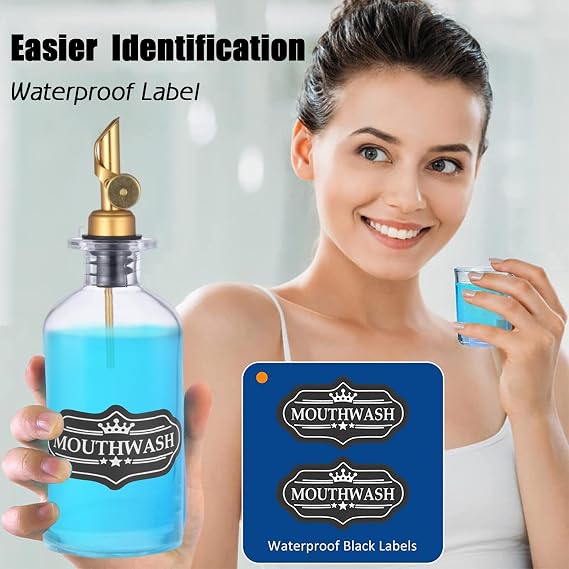 Mouthwash Bottle for Bathroom Refillable Round Bottles Mouth Wash Pump