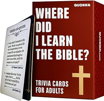 QUOKKA Bible Trivia Game for Adults 500 Bible Questions for Christians Fun Christian Trivia Card Games for Adults & Family Religious Gifts for Men and Women - 4 Rich Categories to Learn and Play