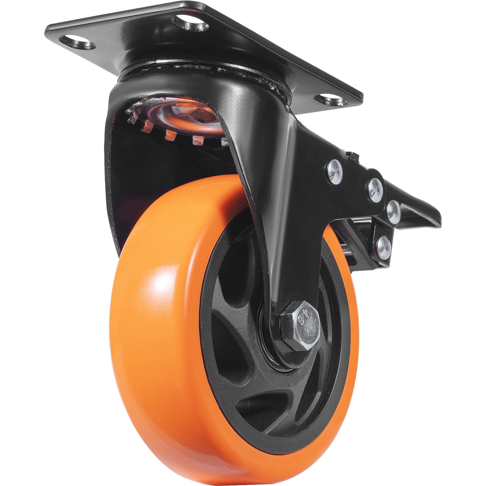 VEVOR Roulettes Pivotantes Lot de 4 Roulettes pour Meubles Industrielles 101,6 mm Roues Silencieuses en PVC avec Frein à Verrouillage A/B Capacité de Charge 159 kg par Roulette pour Chariots Établis