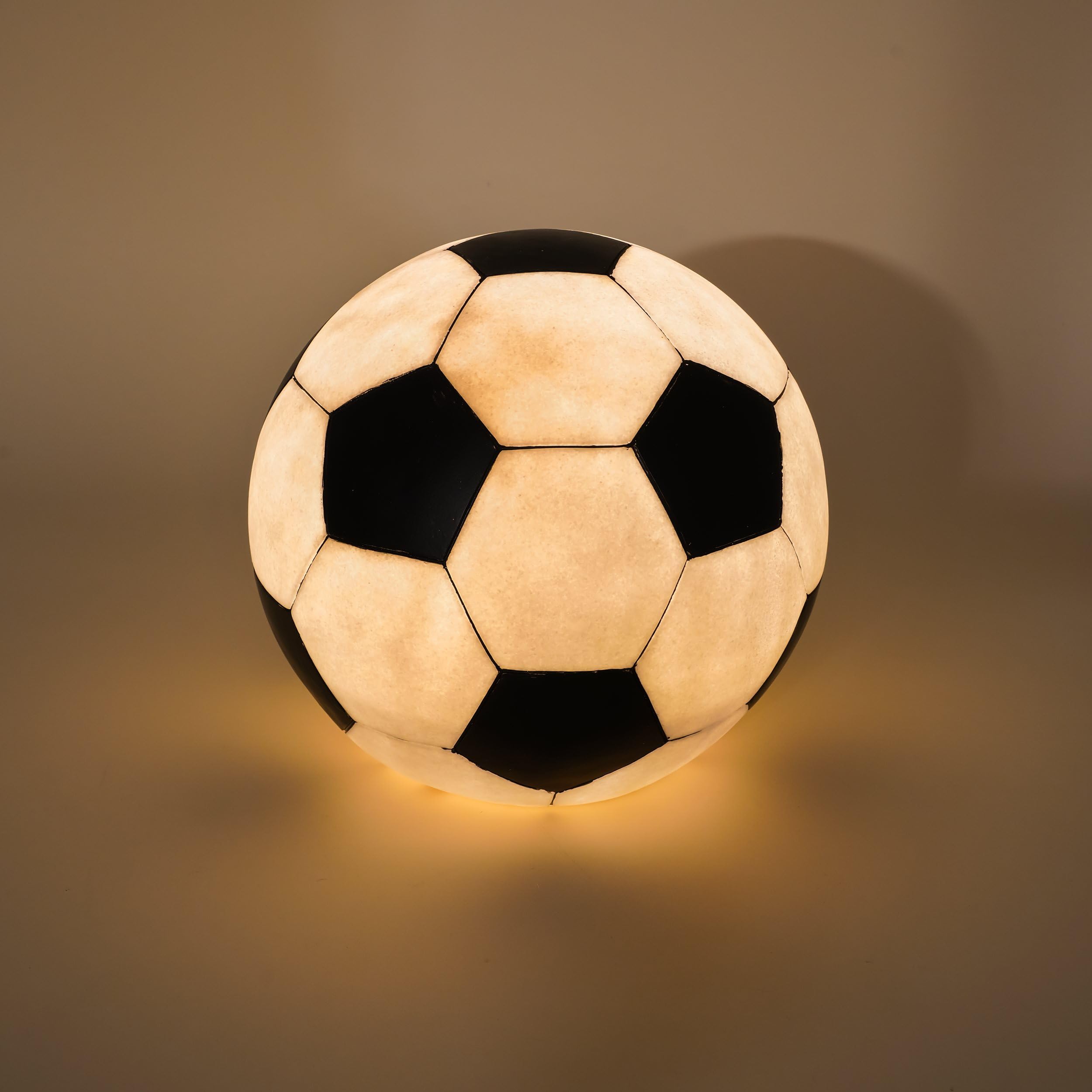 Esotec Fußball Solarkugel, Gartenkugel Ball, 27cm, Akku, Solarlampe, Solarleuchte, Balkondeko, Terrassendeko, LED Leuchtkugel, Gartenbeleuchtung, Gartenfigur, 5500K, außen, wetterfest, 102687