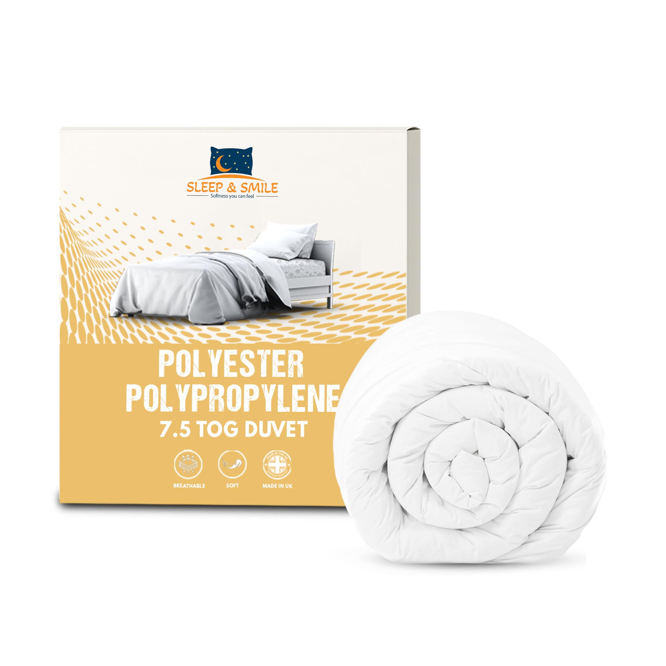 Sleep&Smile 7.5 Tog Polyester Polypropylene (Teabag Type) Hollowfibre Duvet/Quilt, Superking, Non Allergenic, Uk Made