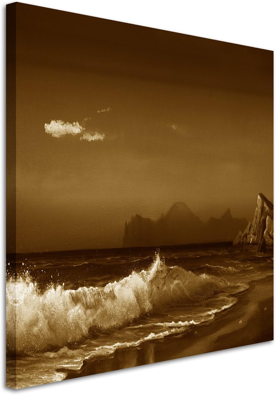 Sepia 60x60 cm Photo Canvas Picture Wall Art Oil Painting Ocean Sunset