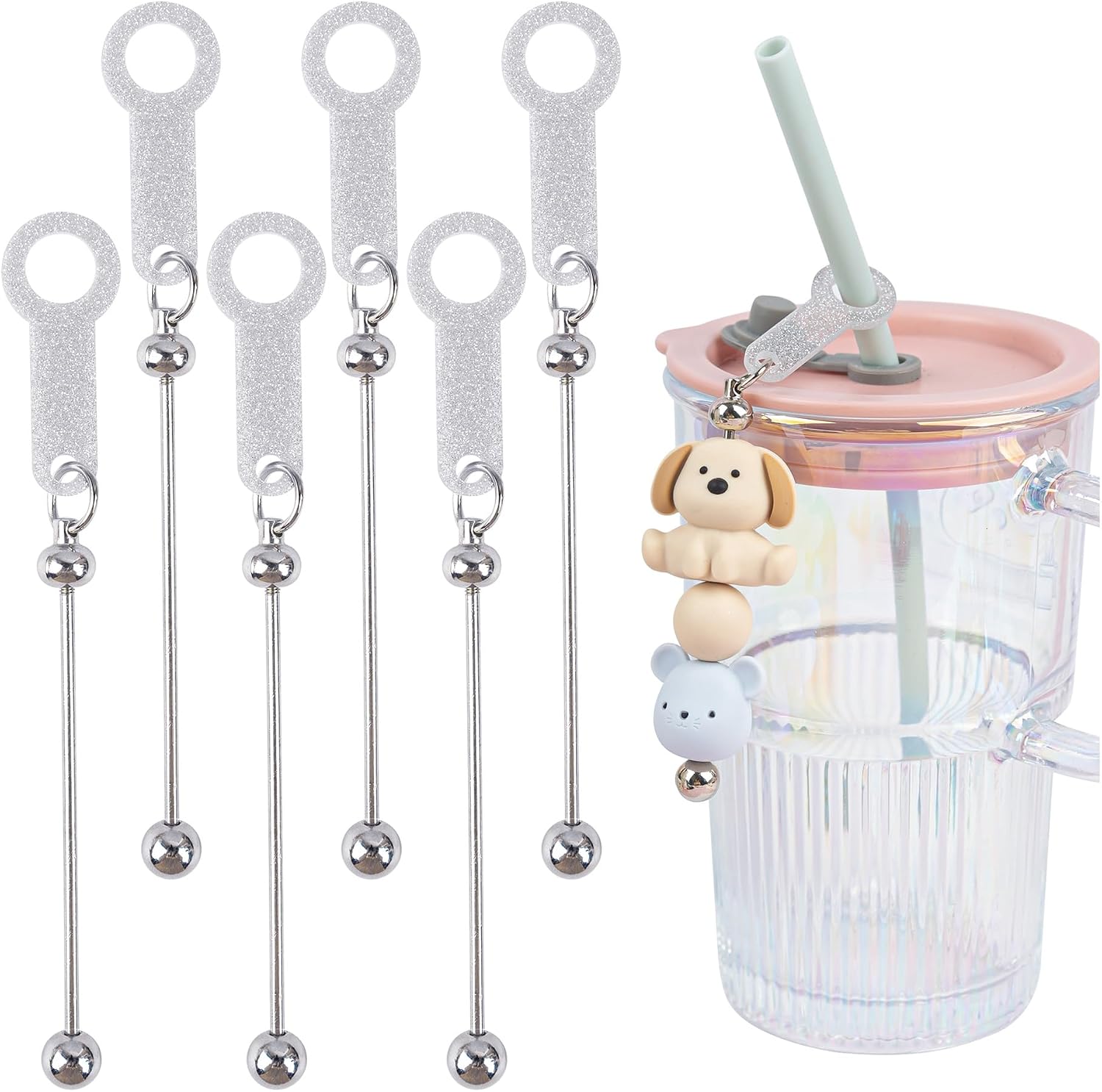 Framendino, Beadable Straw Charm Cup Dangle Adapters for Tumbler Decoration