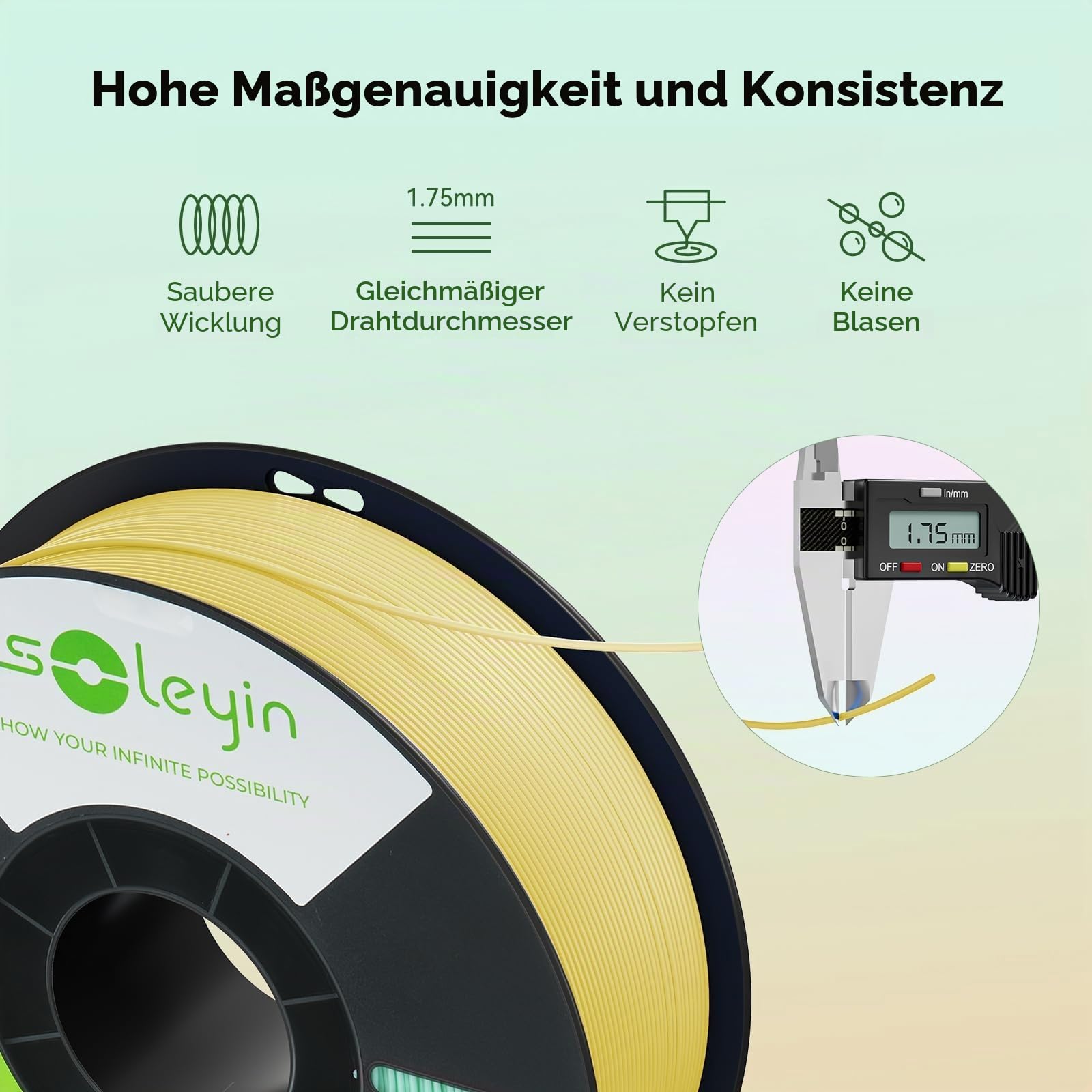 Soleyin Ultra PLA Filament 1,75mm, 3D Druckerfilament 1kg, Hochgeschwindigkeit