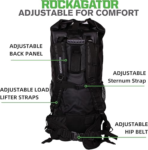 Miniatura 3 de Rockagator Mochila impermeable de 90 litros de la serie Kanarra de 90 litros a prueba de agua, Negro, 90L, senderismo