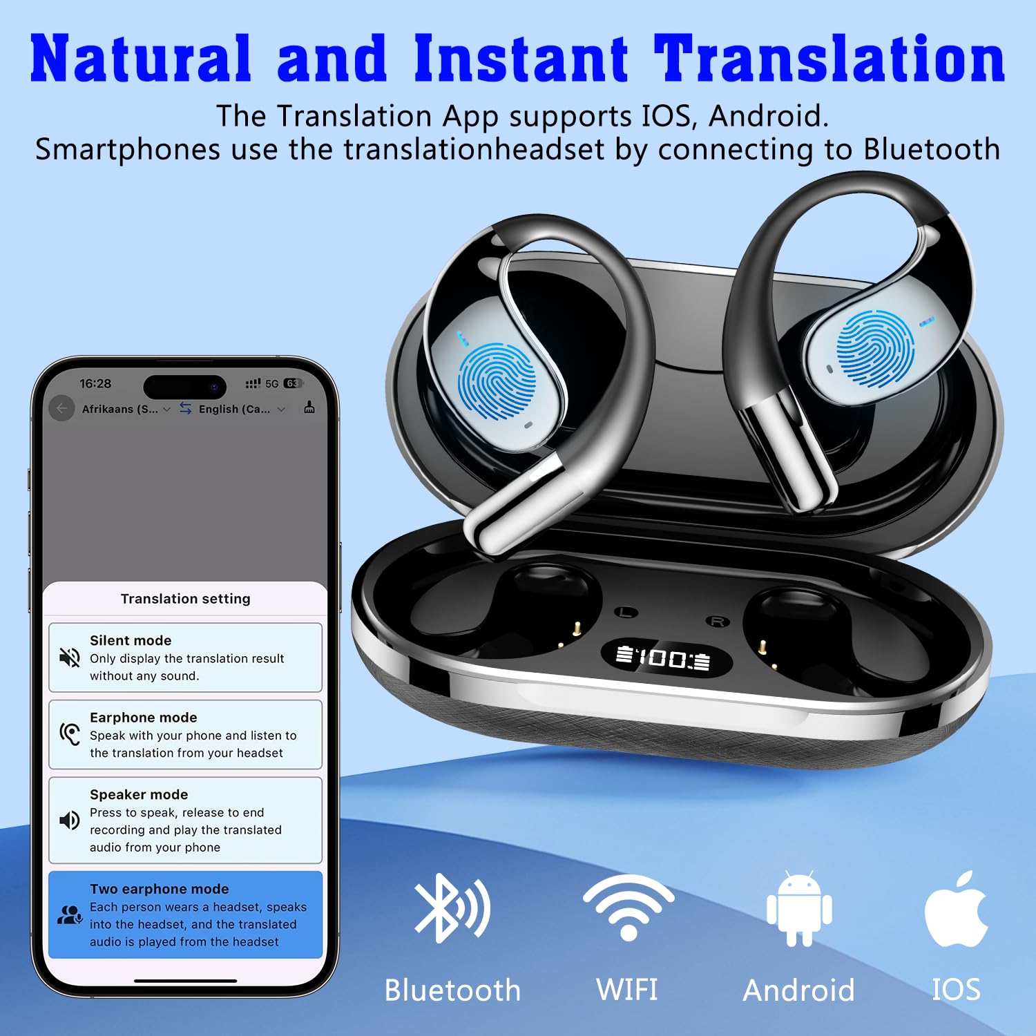 翻訳イヤフォン イエロー/ブラウン Amazon.co.jp: 3-in-1 AI翻訳イヤホン、AI翻訳イヤホン、144アクセント