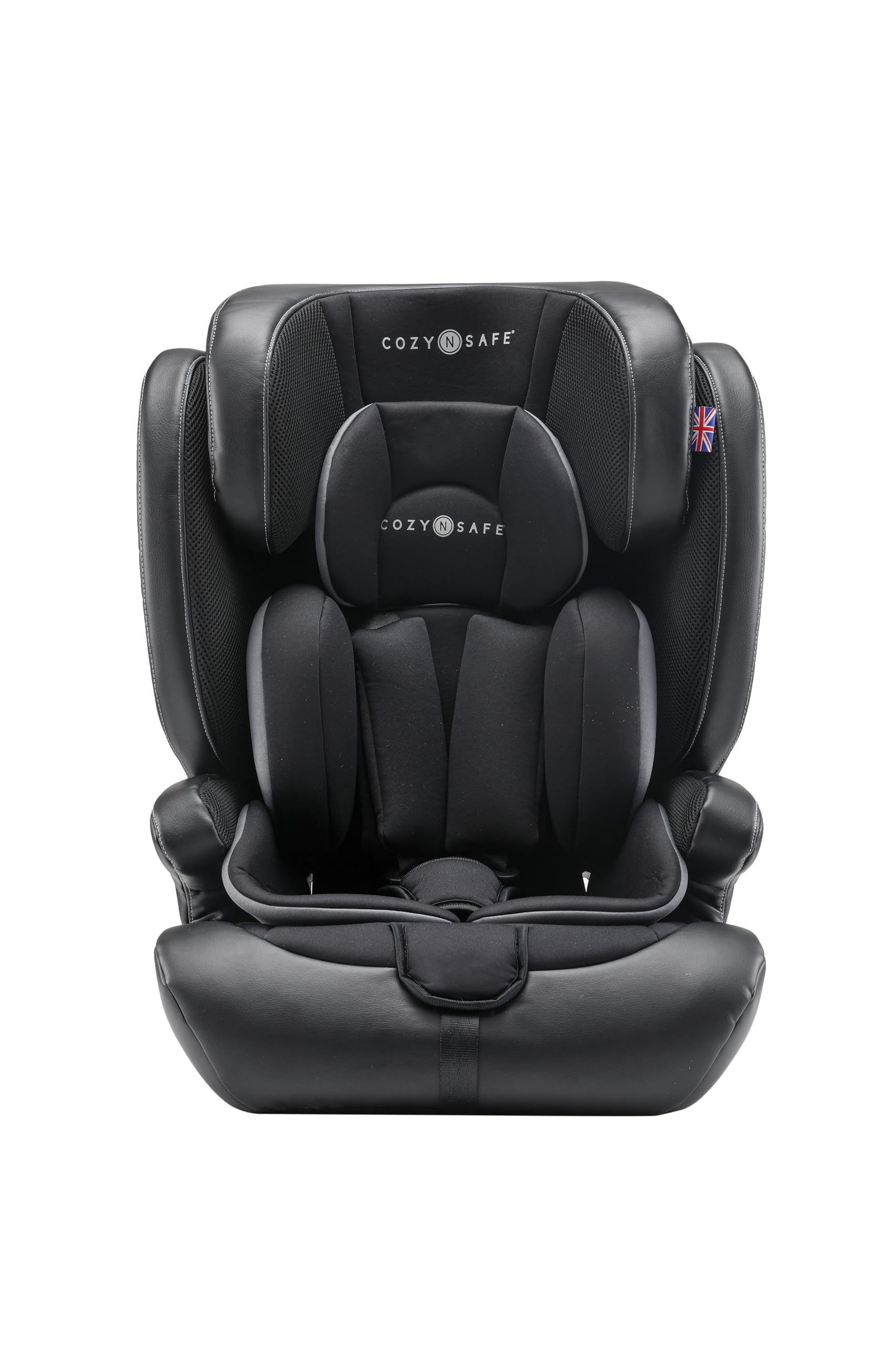 Cozy N Safe Hudson i-Size Seggiolino auto (76-150cm) | ca. 15 mesi - 12 anni | ISOFIX e Top-Tether | Memory Foam lavabile | Certificato ECE R129 | Nero