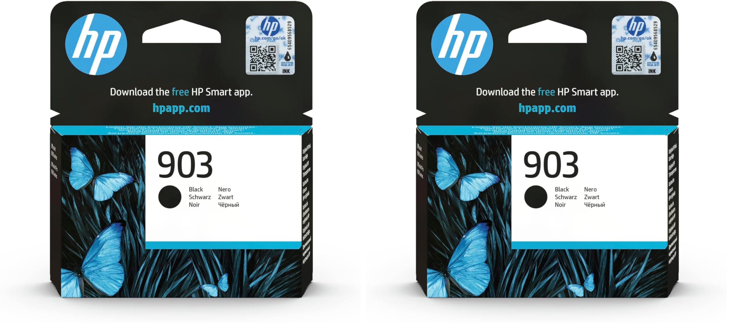 HP 903 Nero, T6L99AE, Cartuccia Originale da 300 Pagine, Compatibile con Stampanti OfficeJet 6950, OfficeJet Pro 6960 e 6970 (Confezione da 2)