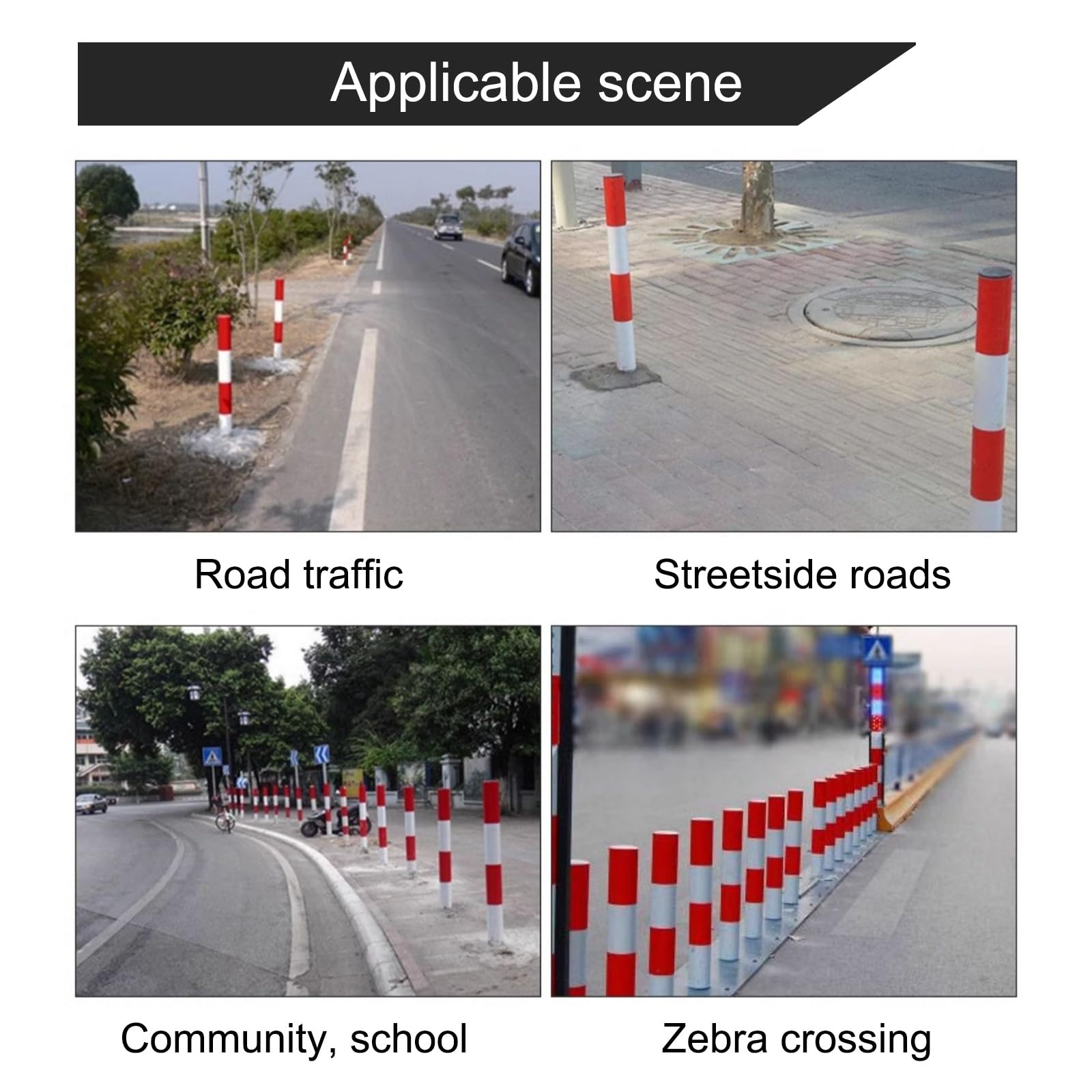 Genérico Poste de Seguridad Vial metálico Reflectante - Barrera de estacionamiento Amarilla y roja para Control de Acceso, Barrera de tráfico Duradera, 11,4 x 100 cm (4,5 x 39,5 Pulgadas)