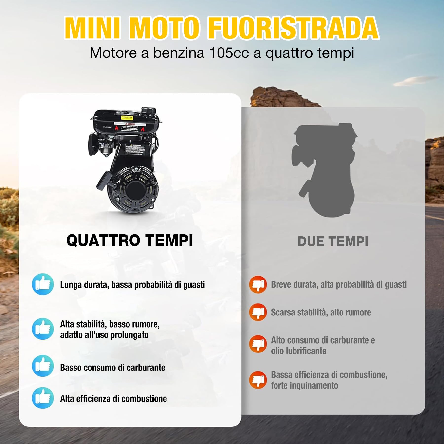 Dirt Bike Pocket Bike per bambini 105CC 4 tempi alimentato a benzina Mini Dirt Bike Pit Bike Pit Bike con cambio automatico e avviamento a fune, adesivo fai da te per bici a partire dai 13 anni (blu)