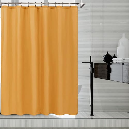 Miniatura 111 de Cortina de ducha de tela blanca con contrapeso inferior, calidad de hotel impermeable, 72 x 72 pulgadas, lavable a máquina B-blanco,Beige