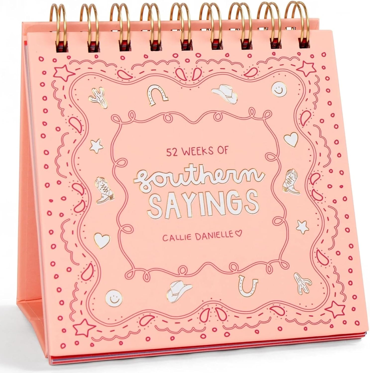 52 Weeks of Southern Sayings Flip Calendar for Desk by Callie Danielle, Aesthetic Cute Pink Desk Accessories, Motivational Decor, Fun Thoughtful Inspirational Gifts for Women