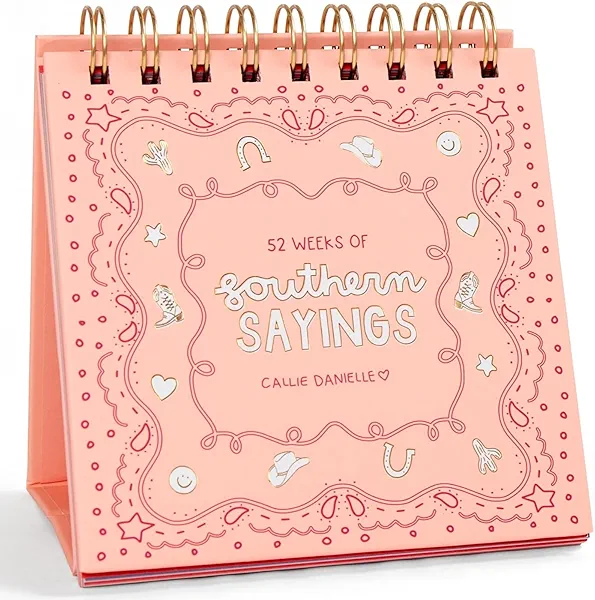 52 Weeks of Southern Sayings Flip Calendar for Desk by Callie Danielle, Aesthetic Cute Pink Desk Accessories, Motivational Decor, Fun Thoughtful Inspirational Gifts for Women