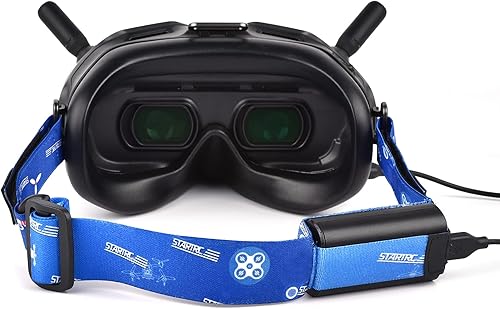 Correa ajustable para la cabeza para gafas DJI FPV, diadema con compartimento para batería y orificio para cable, colorido (azul)