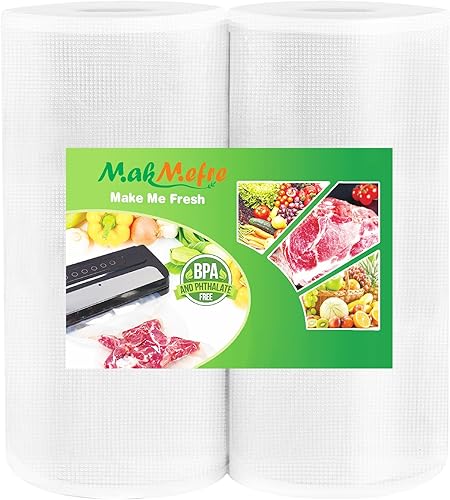 Miniatura 7 de MakMeFre (total de 150 pies) - Rollos de bolsas selladoras al vacío de 11 pulgadas x 150 pies sin BPA, rollos de bolsas de almacenamiento