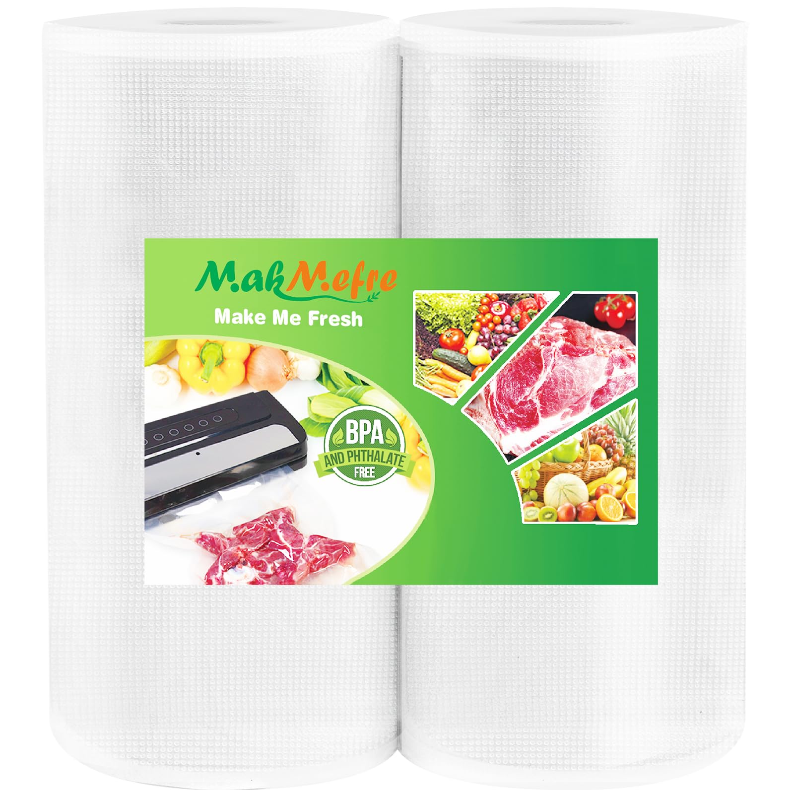 MakMeFre 2 Pack 28x1500cm Vacuum Sealer Rolls BPA Free Heavy Duty Sous Vide